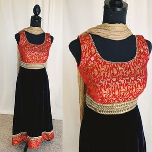 Red/Navy Indian Gown